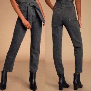Lulu's | Mickie High Waisted Self Tie Cropped Skinny Jeans Gray